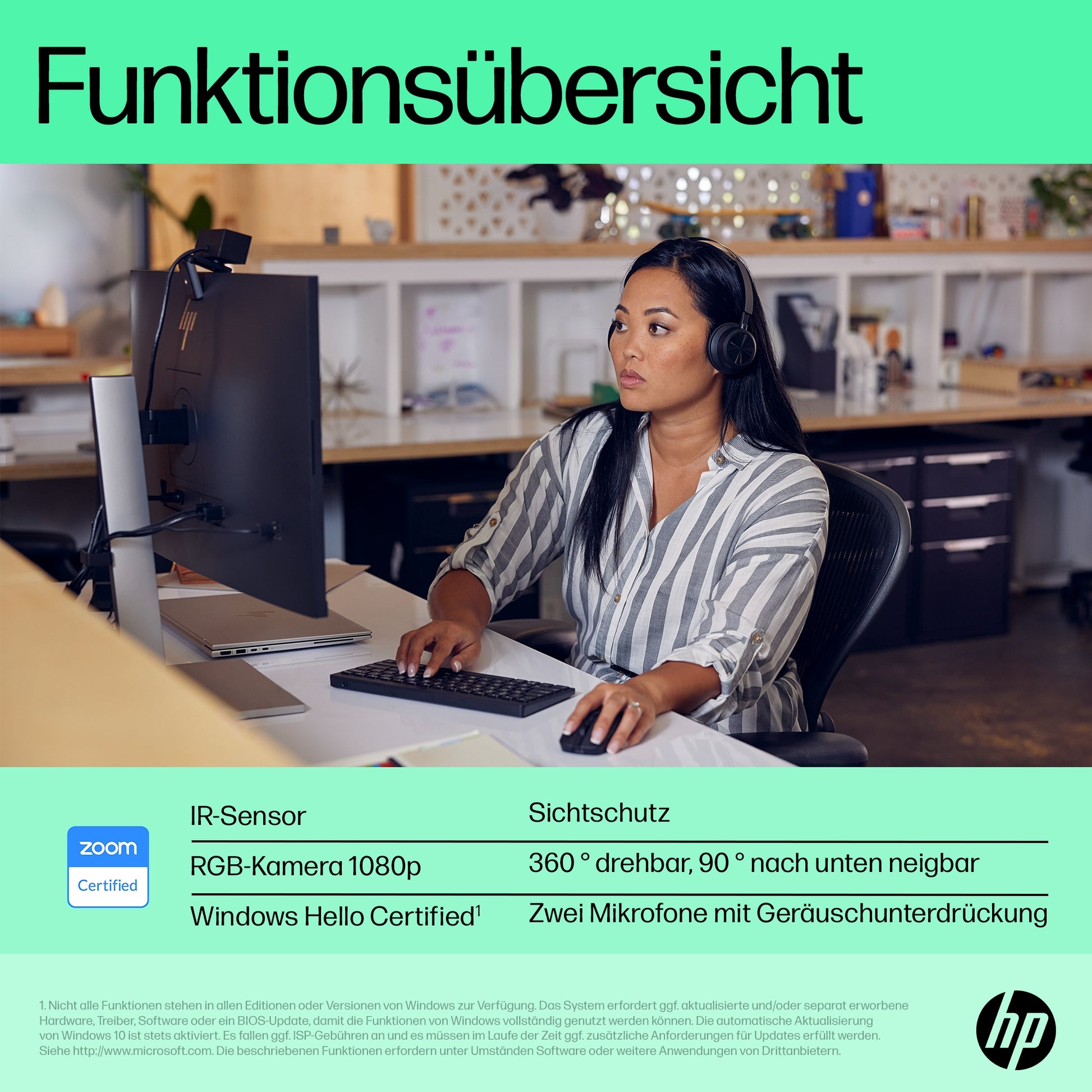 HP 625 Webcam – Full HD 1080p, USB – Schwarz