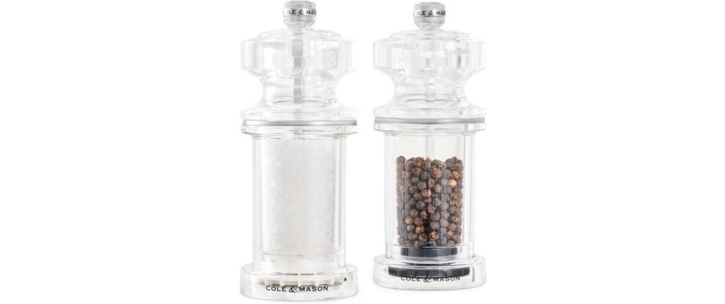 Cole & Mason Salz- und Pfeffermühlen-Set 2-teilig, Ø 5,8 × 14,4 cm, Acryl/Keramik, Transparent