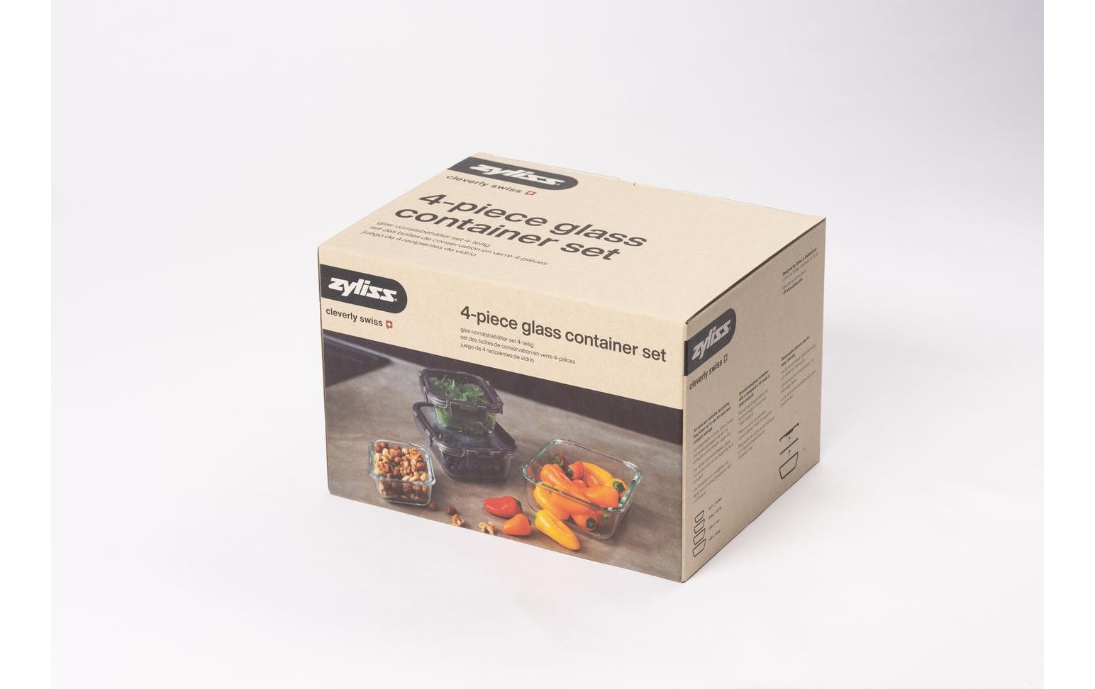 Zyliss Vorratsdose 370 ml, 640 ml, 1,05 l, 1,52 l, 4-teilig, Tritan/Polypropylen (PP), transparent/schwarz
