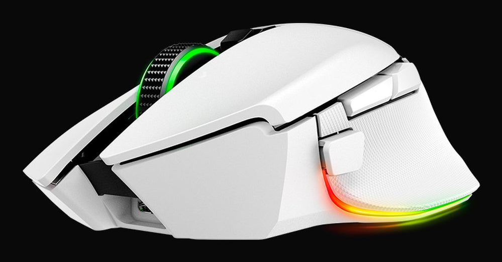 Razer Basilisk V3 Pro Gaming-Maus – kabellos, 35'000 dpi, 11 Tasten, für Rechtshänder, RGB-Beleuchtung, weiss