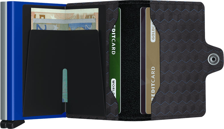 Secrid Twinwallet Kartenetui – RFID-Schutz, 16 Karten – 70×25×102 mm – Aluminium, Leder – Blau