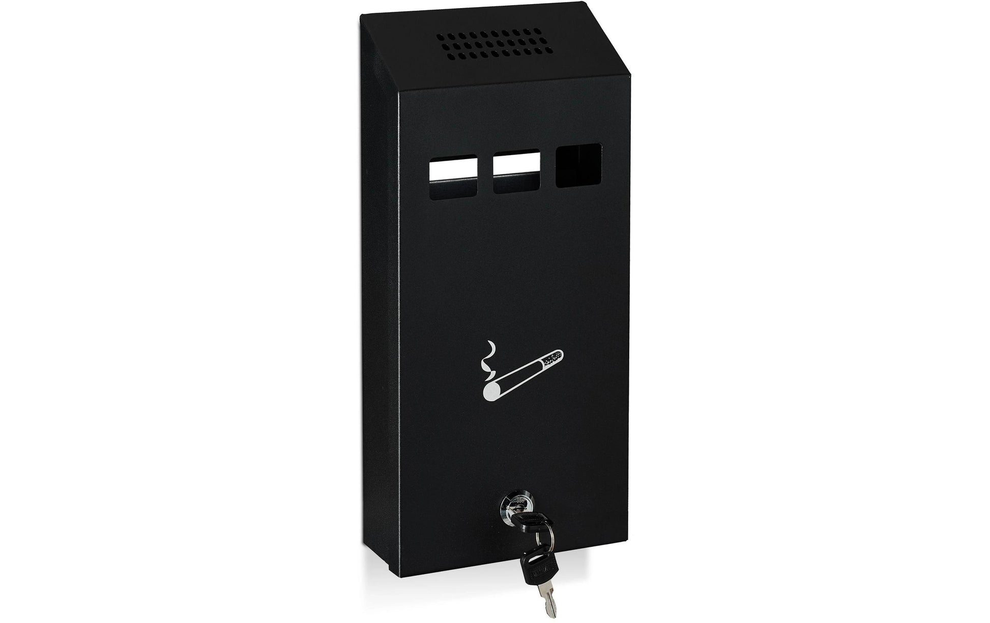 Relaxdays Wandaschenbecher – 0,8 l – Metall, rechteckig – schwarz