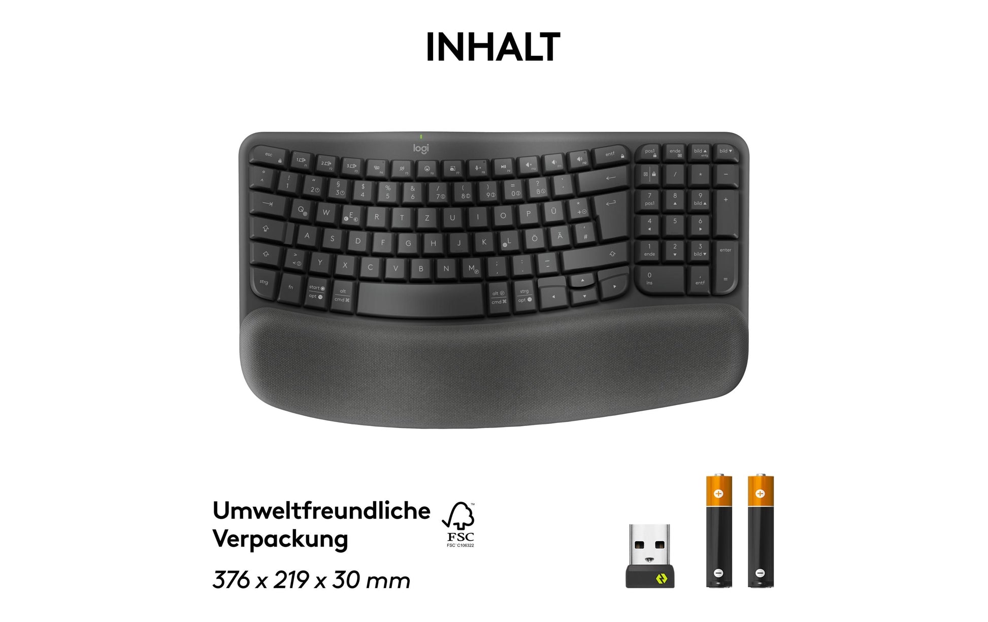 Logitech Wave Keys für Business CENTRAL-419 – Tastatur, kabellos (Bluetooth/2,4 GHz), CH-Layout (DE-CH)