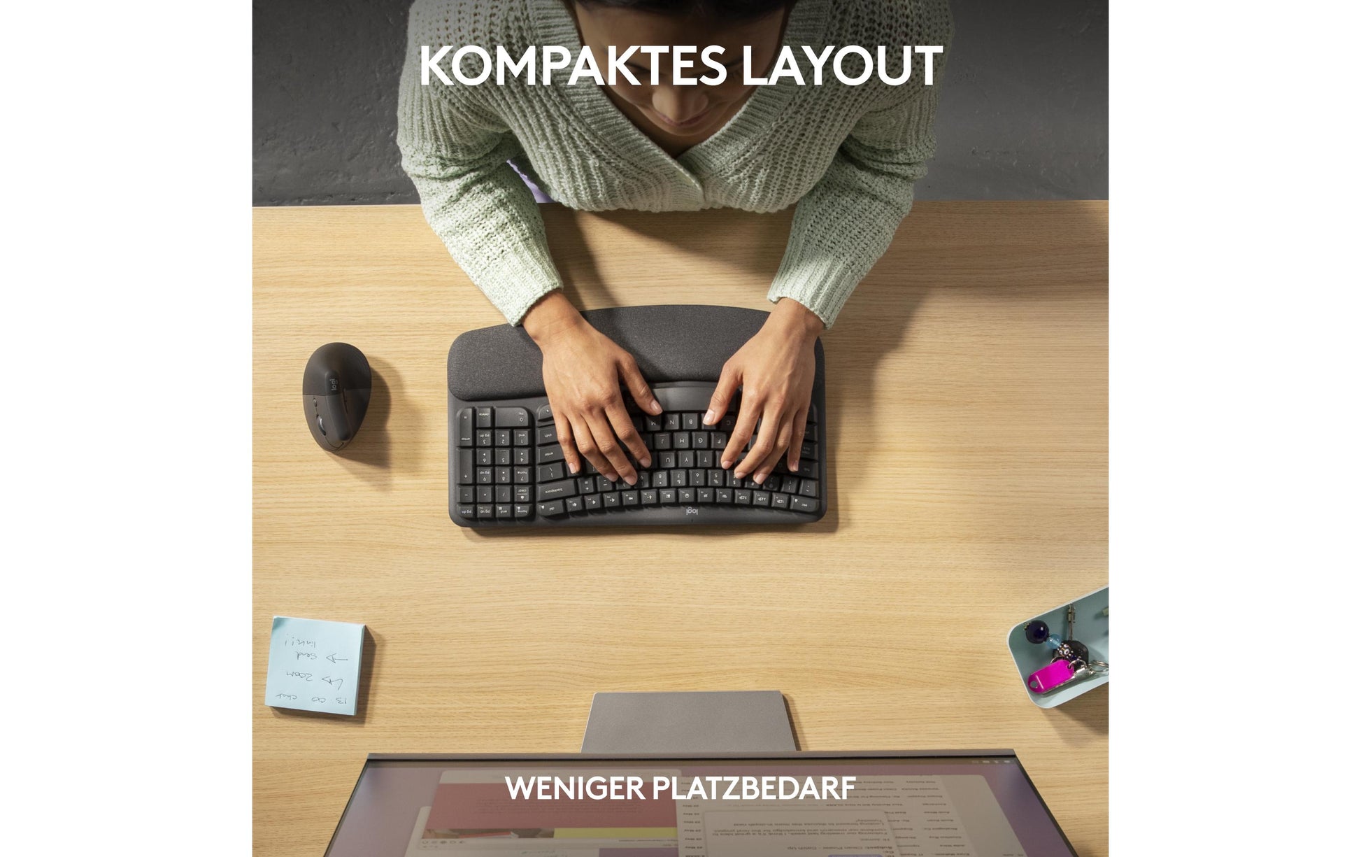 Logitech Wave Keys für Business CENTRAL-419 – Tastatur, kabellos (Bluetooth/2,4 GHz), CH-Layout (DE-CH)