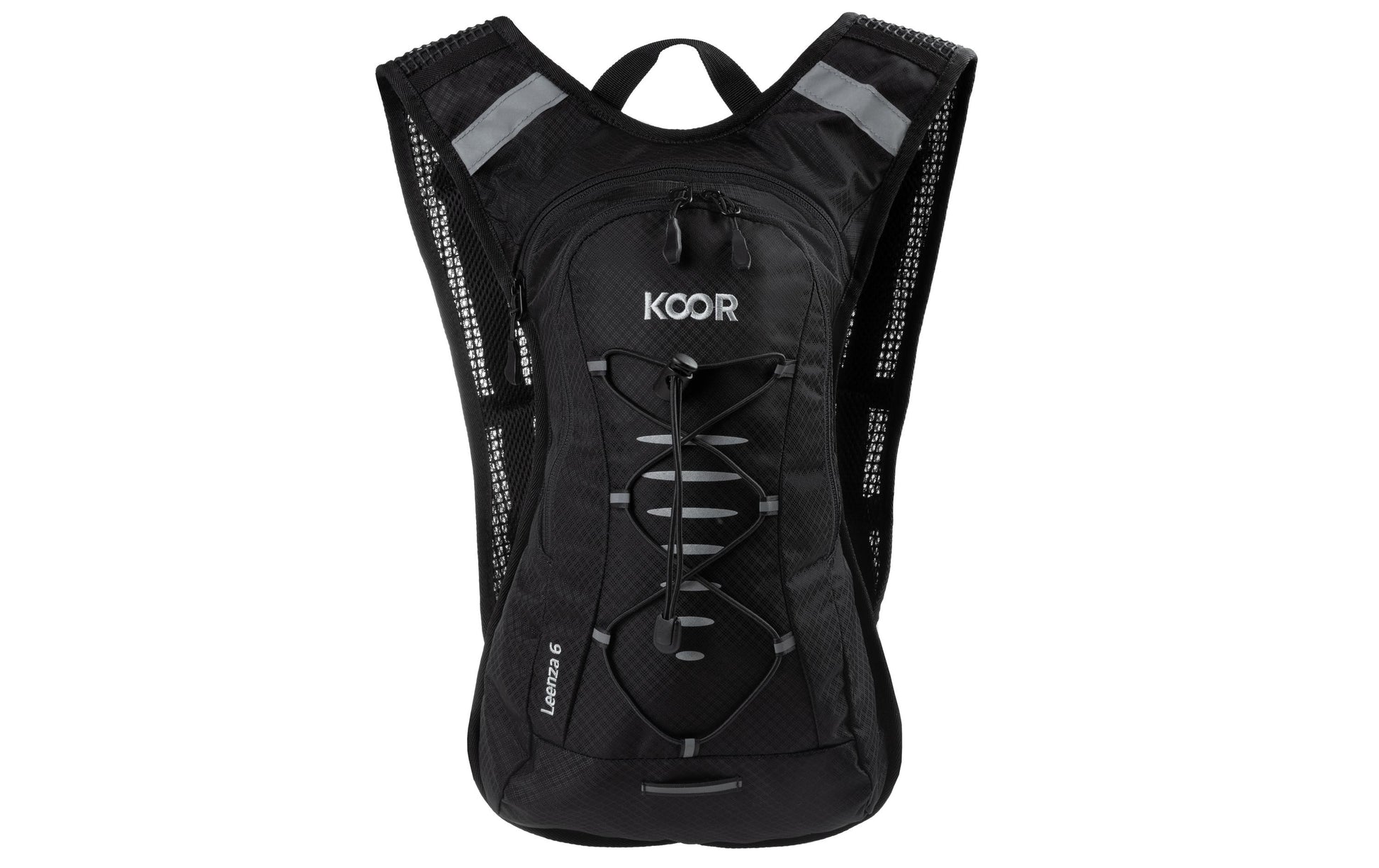 KOOR Sportrucksack F01607 – 6 l, wasserfest, mit Reflektoren, Nylon – schwarz, 300 × 470 × 200 mm