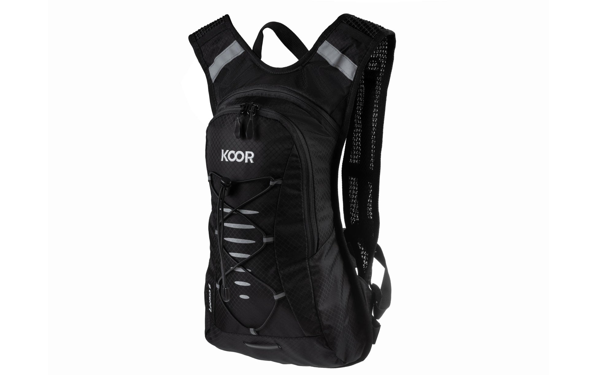 KOOR Sportrucksack F01607 – 6 l, wasserfest, mit Reflektoren, Nylon – schwarz, 300 × 470 × 200 mm