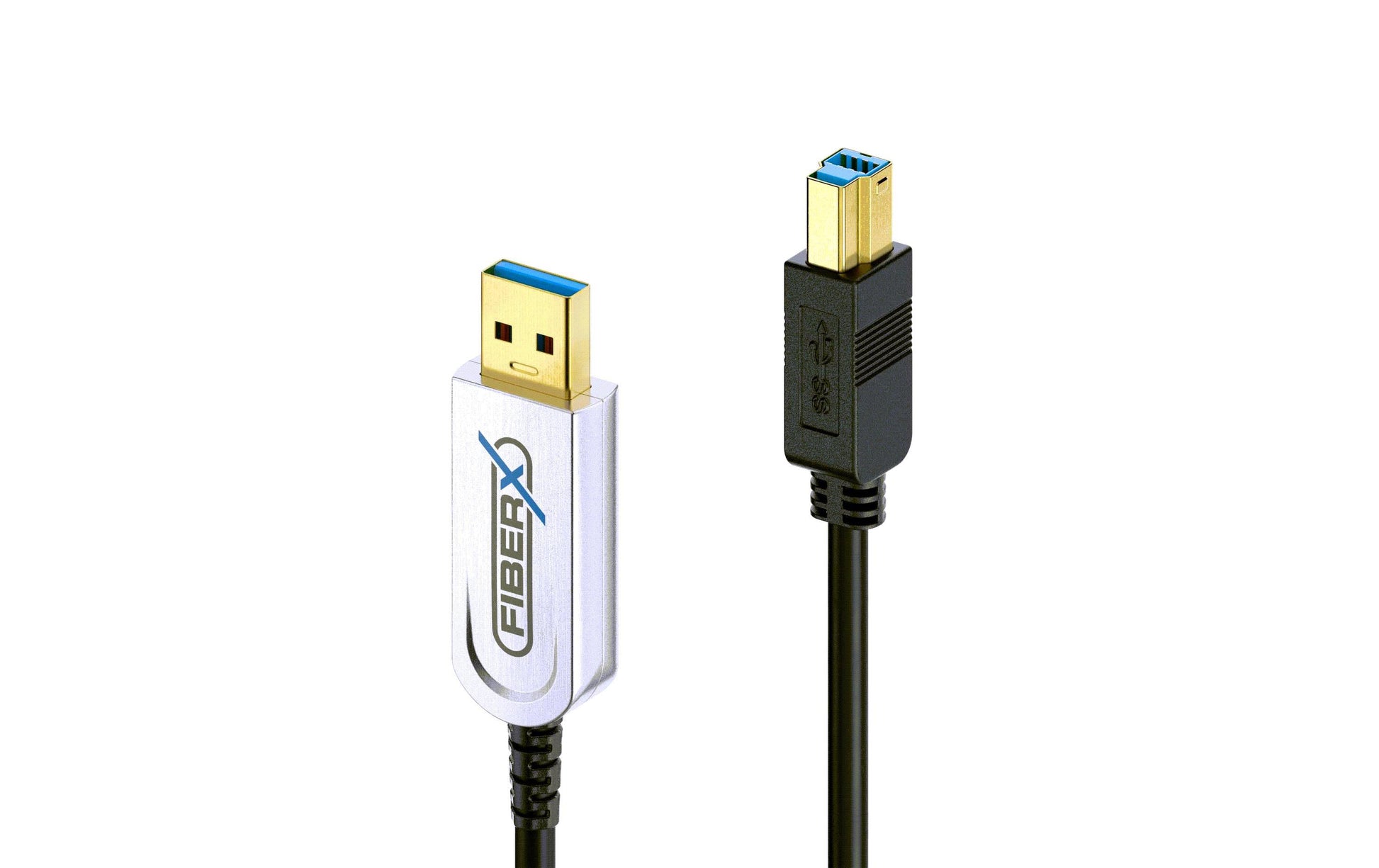 FiberX USB-A auf USB-B Kabel – USB 3.2 Gen 2 (10 Gbit/s) – 30 m – PD 4,5 W – magnetisch abgeschirmt