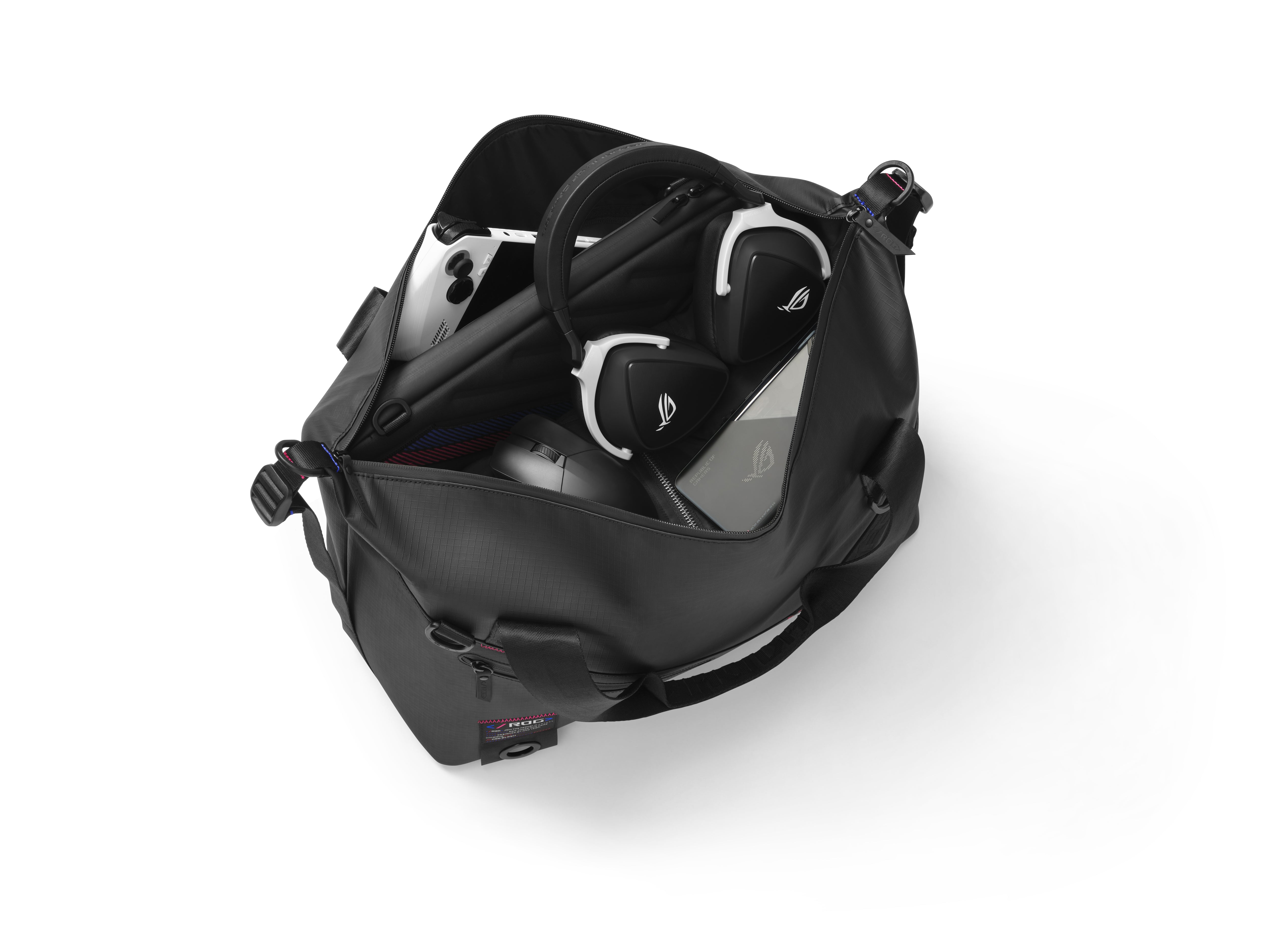 ASUS Sporttasche ROG Slash Duffle Bag – 26,5 l, wasserfest, Polyester, schwarz, 45 × 27 × 20 cm