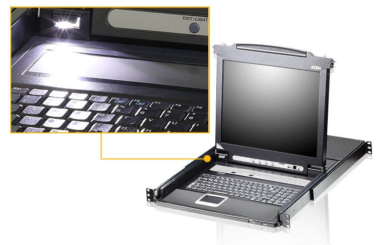 ATEN CL5716M – 16-Port VGA Rack-LCD-Konsole 17" – 1280 × 1024/75 Hz, USB/PS/2 – 1U