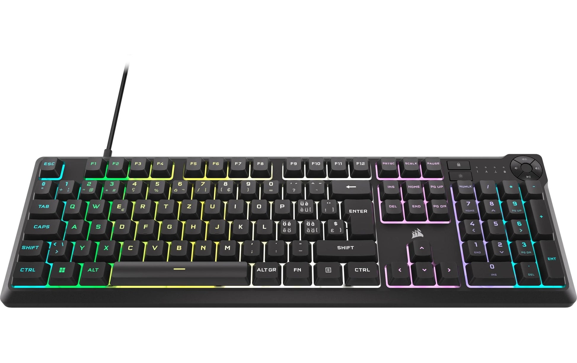 Corsair K55 CORE RGB – Gaming-Tastatur – Mechanisch, RGB – Kabelgebunden, USB-A – QWERTZ (CH) – Schwarz