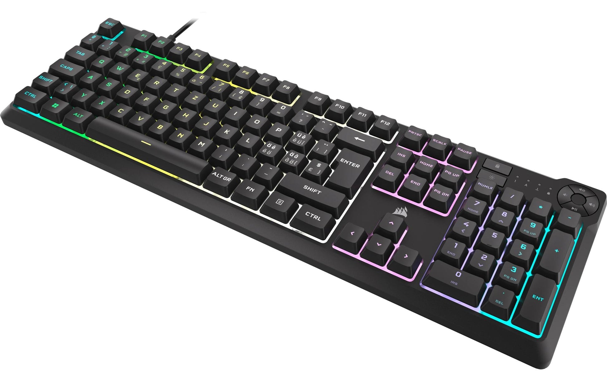 Corsair K55 CORE RGB – Gaming-Tastatur – Mechanisch, RGB – Kabelgebunden, USB-A – QWERTZ (CH) – Schwarz
