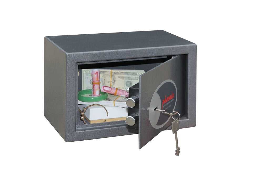 Phoenix Safe Co. Phoenix Möbeltresor VELA HOME & OFFICE SS0801K – Schlüsselschloss – 10 l – Boden-/Wandmontage – Graphitgrau
