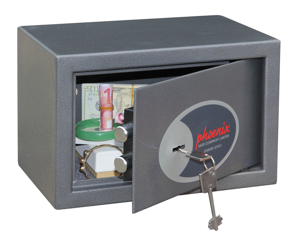 Phoenix Safe Co. Phoenix Möbeltresor VELA HOME & OFFICE SS0801K – Schlüsselschloss – 10 l – Boden-/Wandmontage – Graphitgrau