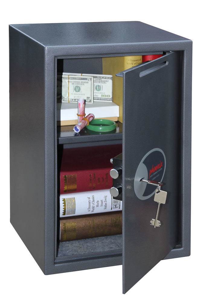 Phoenix Safe Co. Phoenix Einwurf-Tresor VELA HOME/OFFICE SS0804KD – Schlüsselschloss – 51 l – Boden-/Wandmontage – Graphitgrau