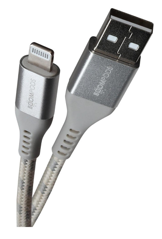 Boompods Kabel – Lightning auf USB-A 1,5 m, geflochten, Titan – für iPhone/iPad