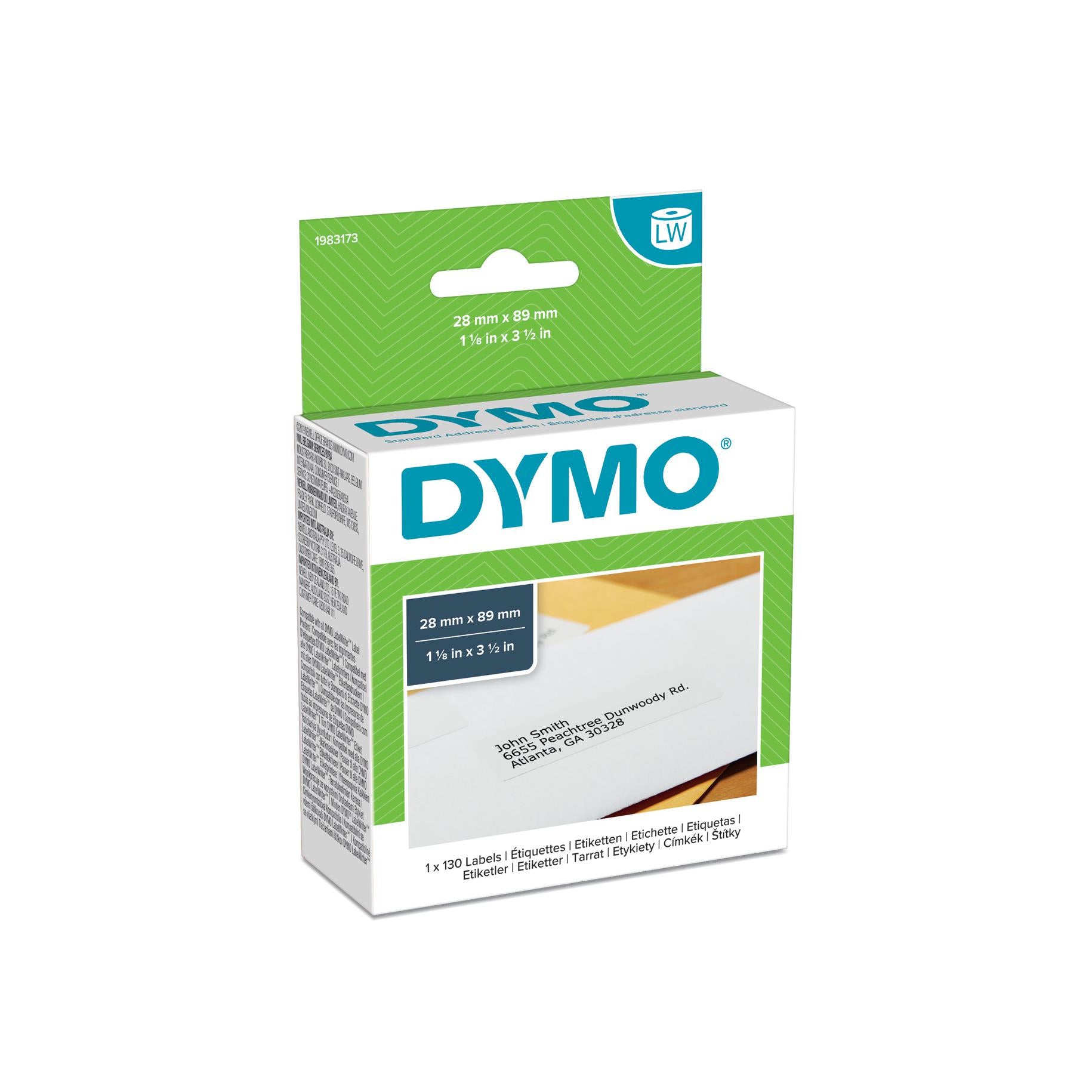 DYMO 1983173 – Etiketten (Rolle) 28 × 89 mm – Papier – Thermodirekt – 130 Etiketten/Rolle – für LabelWriter