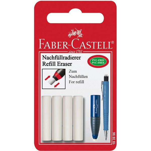 Faber-Castell Radierer-Nachfüller für 183997, 184400 – Weiss, PVC-frei, 4 Stk.