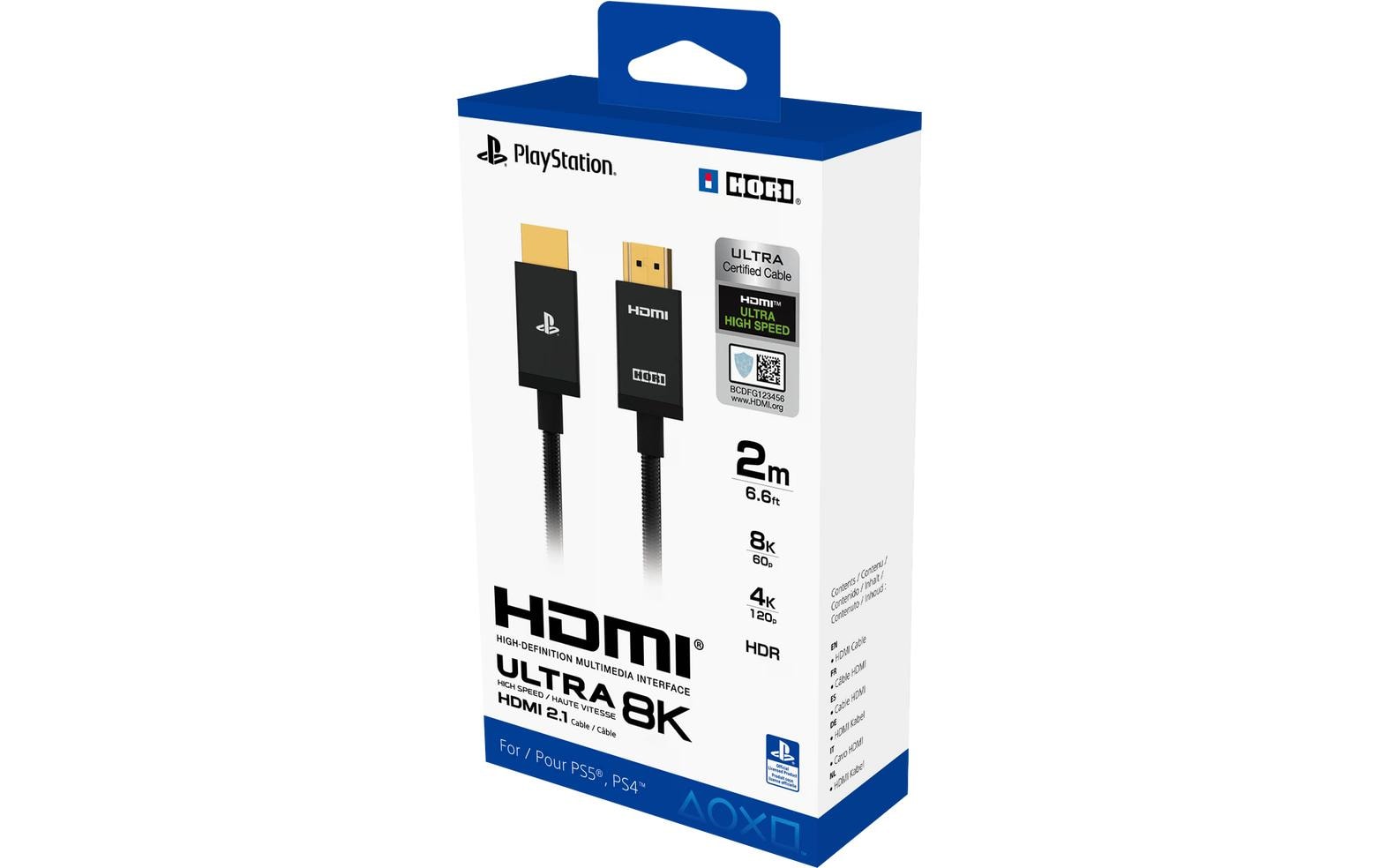Hori HDMI Kabel HDMI 2.1 8K 60 Hz – 2 m – HDR, geflochten – für PS5