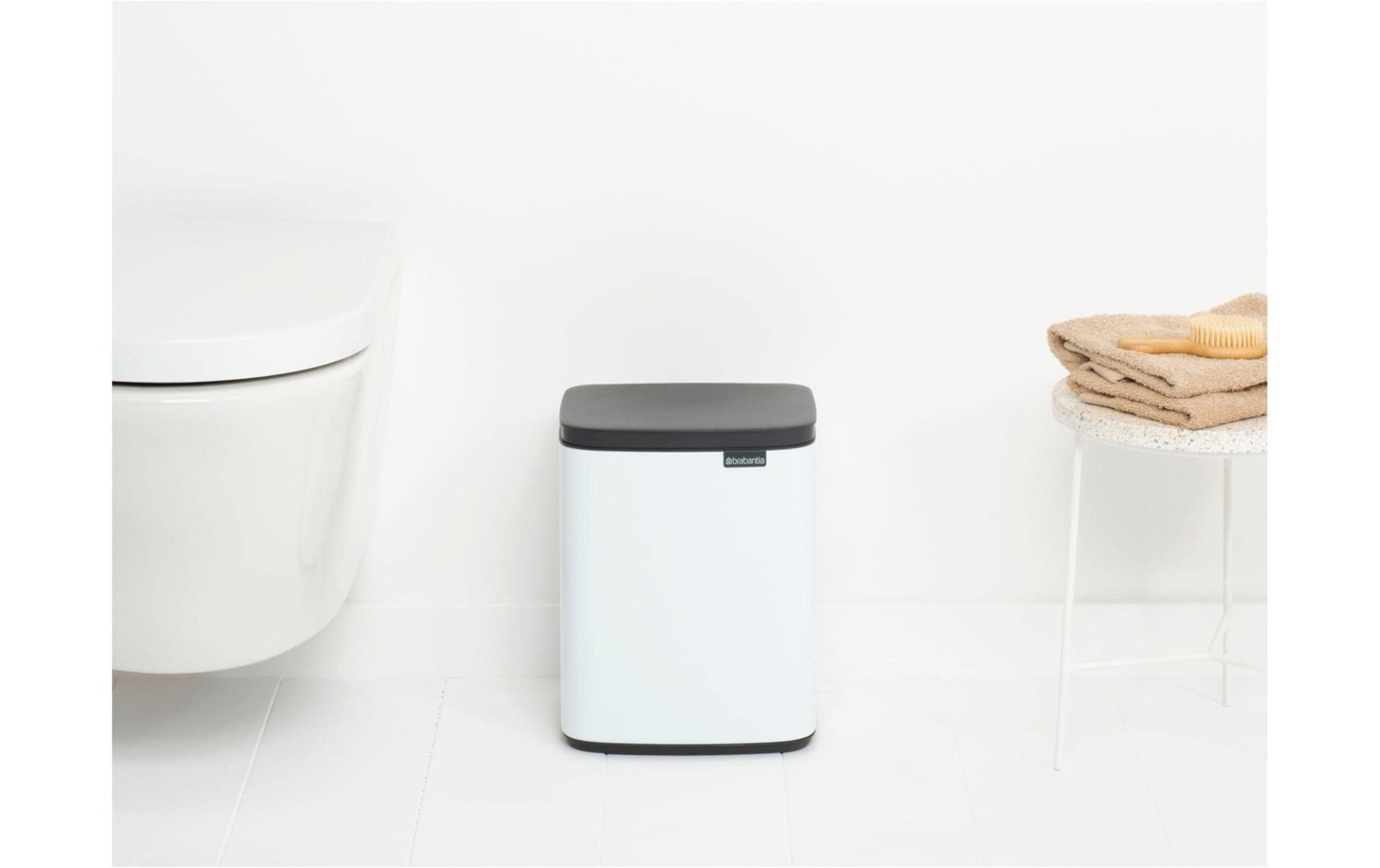 Brabantia Kosmetikeimer – 7 l – Stahl, rechteckig – Weiss – Soft-Close