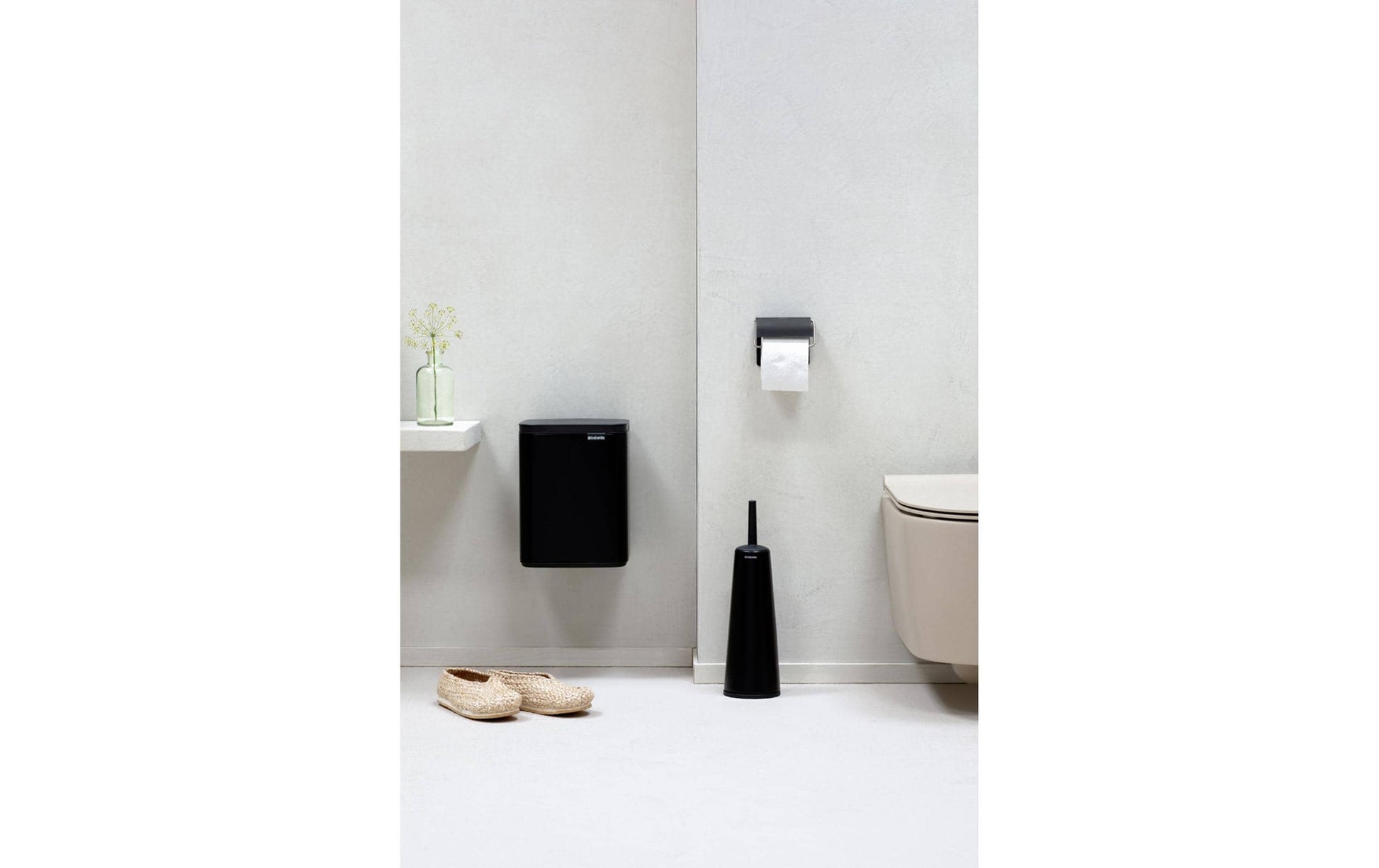 Brabantia Kosmetikeimer Bo – 7 l – Stahl, rechteckig – schwarz matt – Soft-Close, Anti-Rutsch