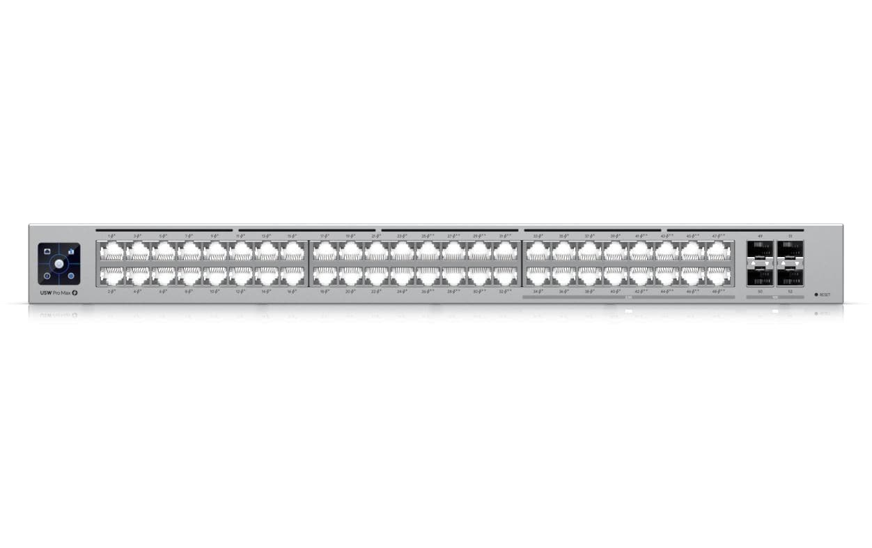 Ubiquiti UniFi Pro Max 48 – Managed Switch – 32×GbE, 16×2.5G, 4×SFP+, L3, PoE+/PoE++ 720 W, 1U, 19" Rack