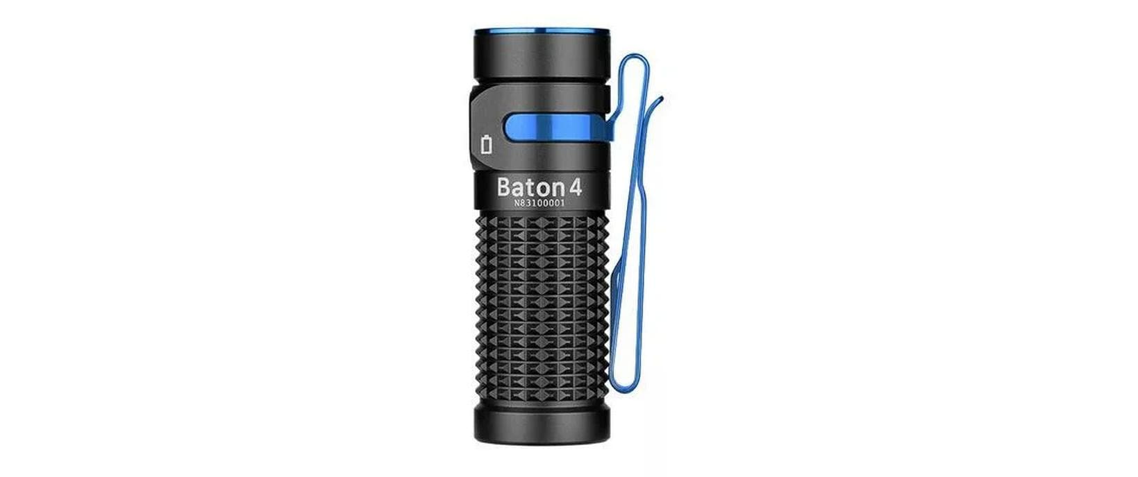 Olight Taschenlampe Baton 4 – 1300 lm, 170 m, IPX8, Akku, 5 Stufen – Schwarz