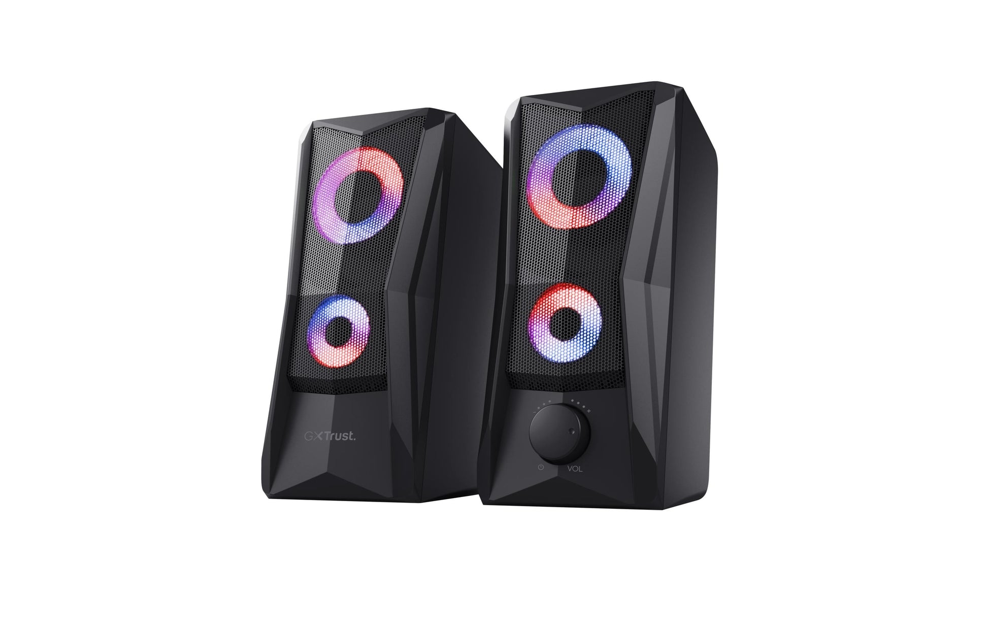 Trust GXT 606 JAVV – PC-Lautsprecher – 2.0, 12 W, 3,5 mm, LED-Beleuchtung, Schwarz