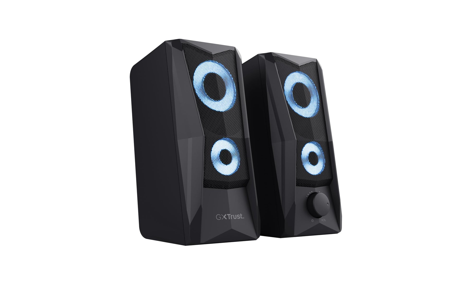 Trust GXT 606 JAVV – PC-Lautsprecher – 2.0, 12 W, 3,5 mm, LED-Beleuchtung, Schwarz