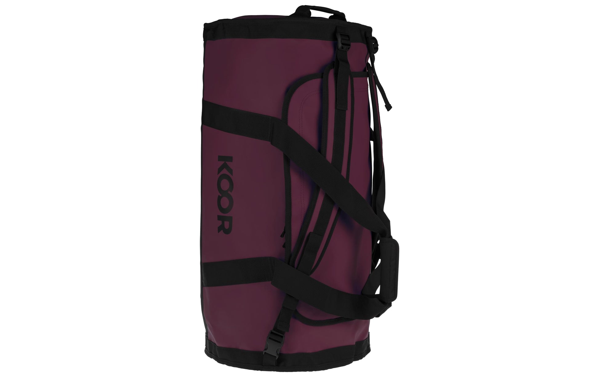 KOOR Sporttasche Sooma – 70 l, aus rPET, dunkelrot, 38,5 × 38,5 × 73 cm