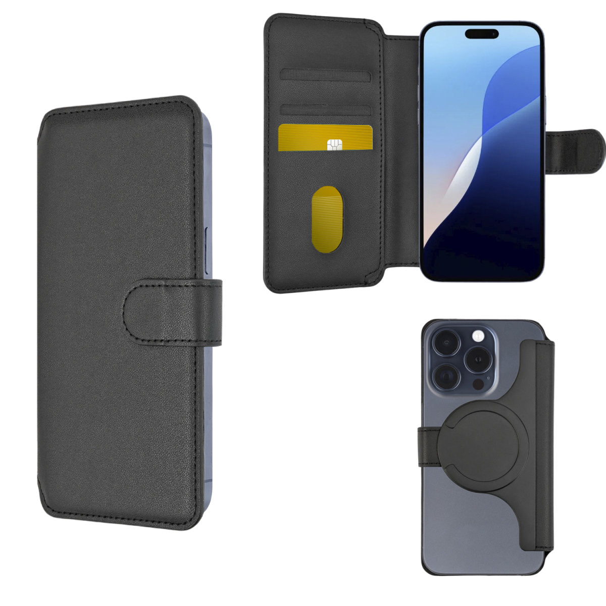 4smarts MagWallet CardCaddy L – Kartenhalter/Wallet – MagSafe – für iPhone (MagSafe) – Schwarz