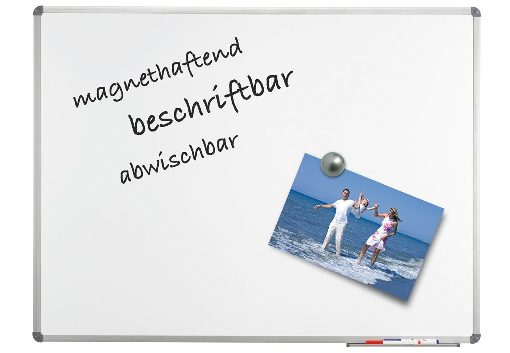 MAUL Whiteboard – 180 × 90 cm, magnetisch, Aluminiumrahmen, inkl. Stiftablage