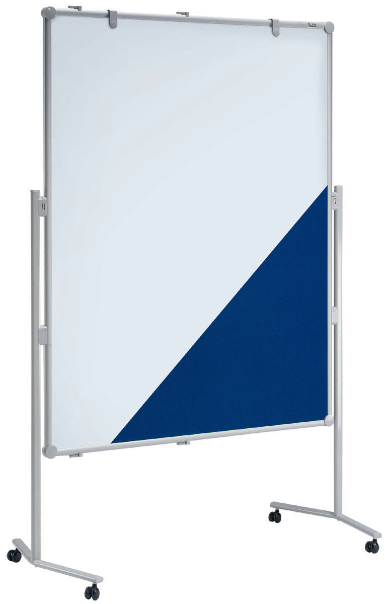MAUL Pinnwand – Filz, magnetisch, Alurahmen – 120 × 150 cm, weiss/blau