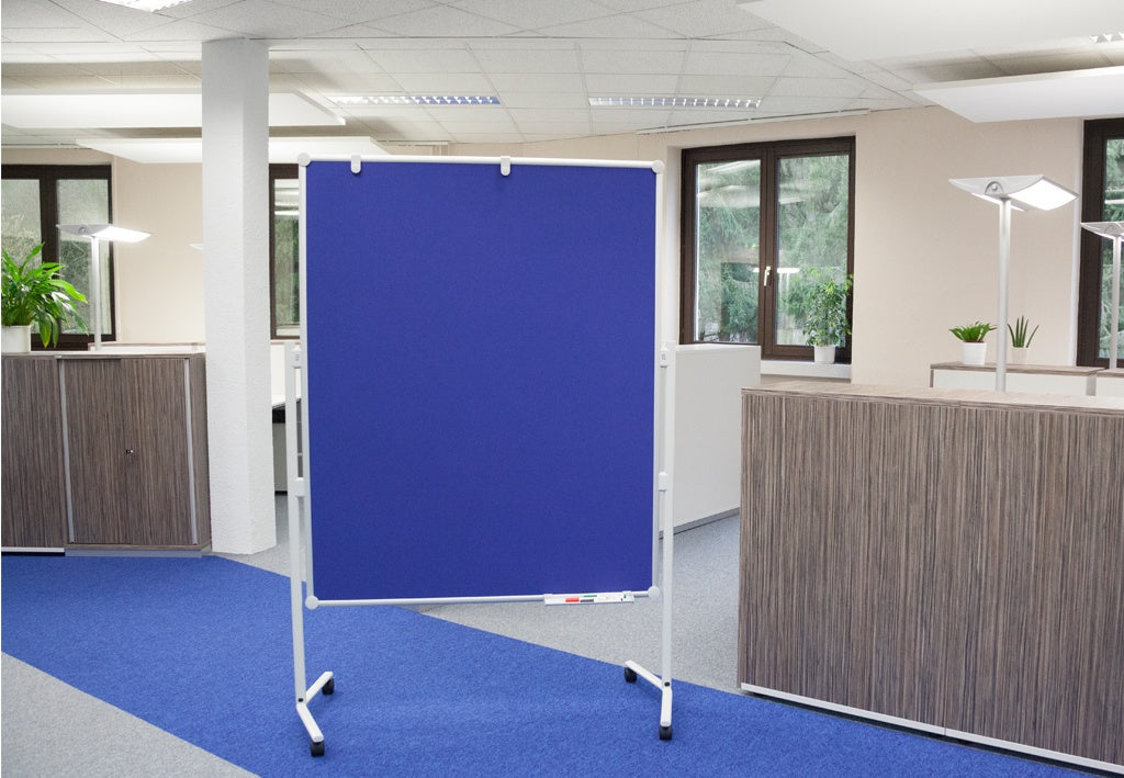 MAUL Pinnwand – Filz, magnetisch, Alurahmen – 120 × 150 cm, weiss/blau