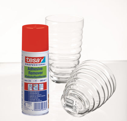 TESA Klebstoffentferner – Spray, transparent, 200 ml, für Kunststoff, Glas, Metall