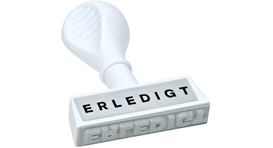 Wedo Traditioneller Wortstempel, Text ERLEDIGT – Kunststoffgehäuse, Weiss