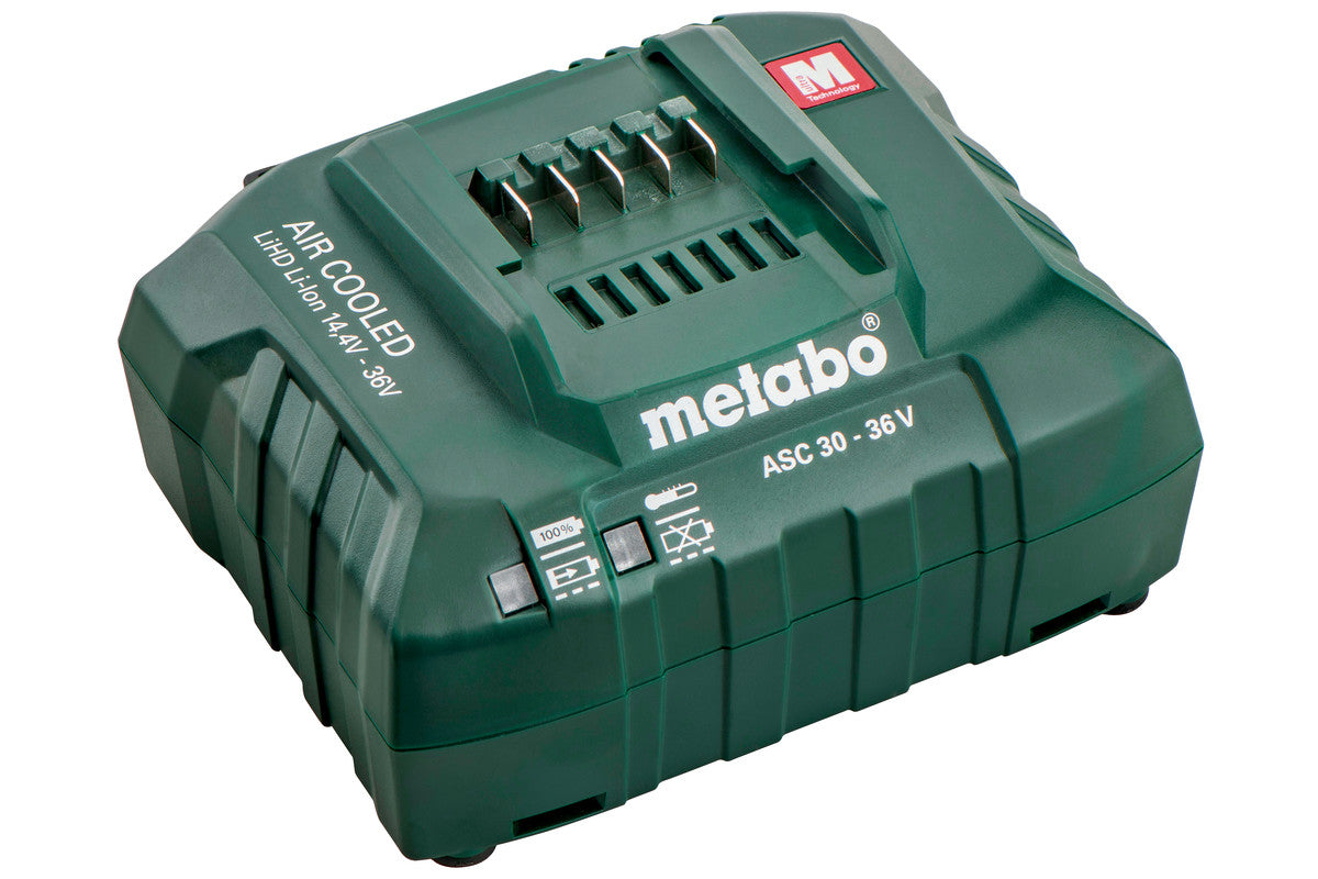 Metabo ASC 55 Ladegerät – 12–36 V, 3 A, AC, 230–240 V Eingang, für CAS (Cordless Alliance System), Grün