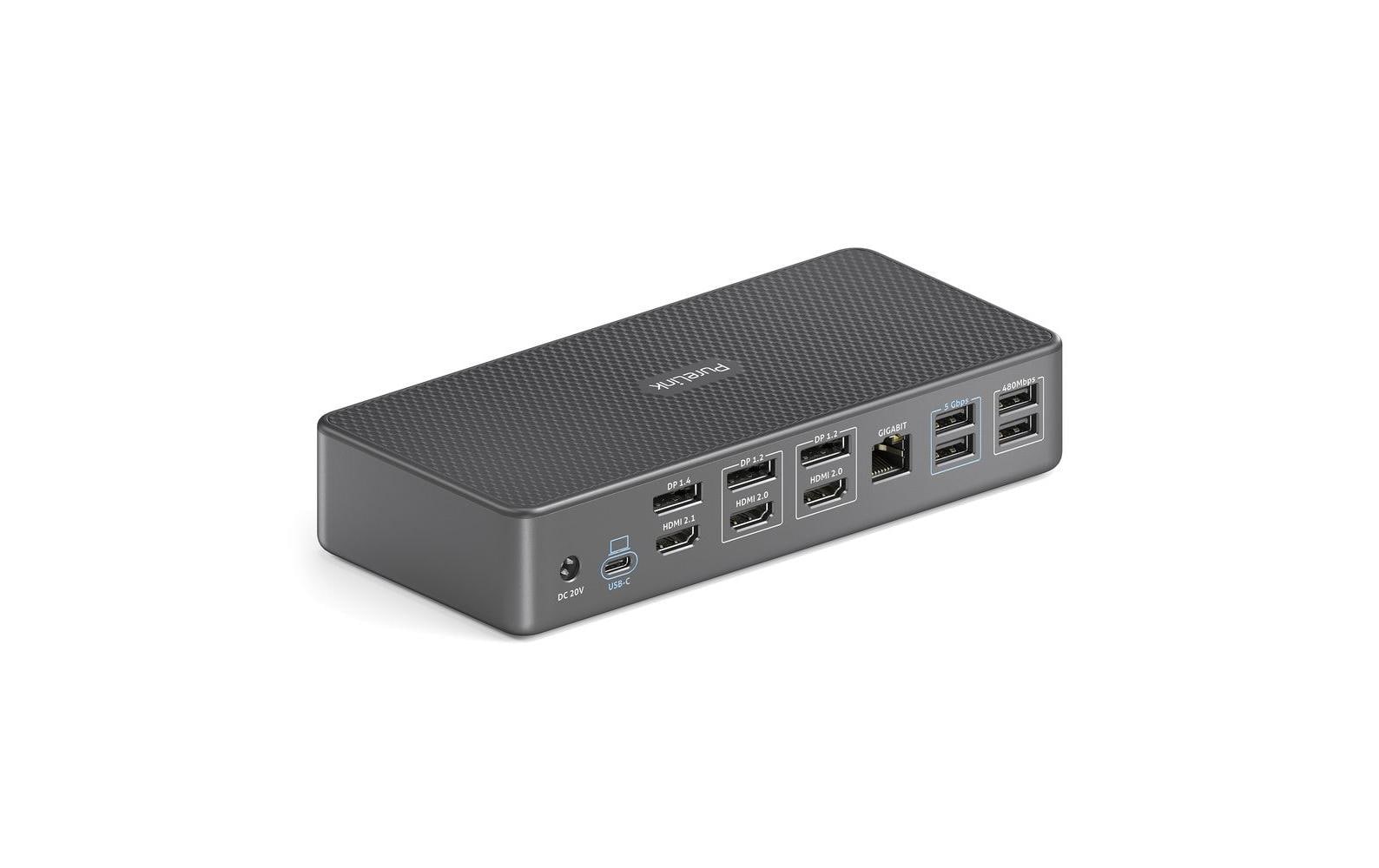 PureLink VL-D230DL Dockingstation – USB-C, 3× DP, 3× HDMI, 5× USB-A, 2× USB-C, 100 W PD, GbE, SD/microSD