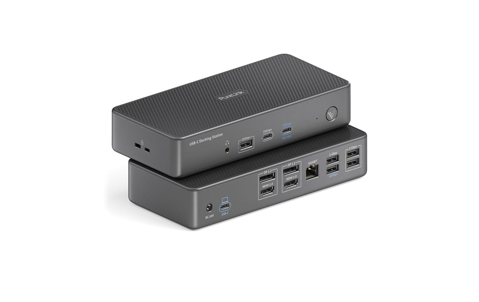 PureLink VL-D210DL Dockingstation – USB-C, 2× DP, 2× HDMI, 4× USB-A, 2× USB-C, 96 W PD, für Universalgeräte