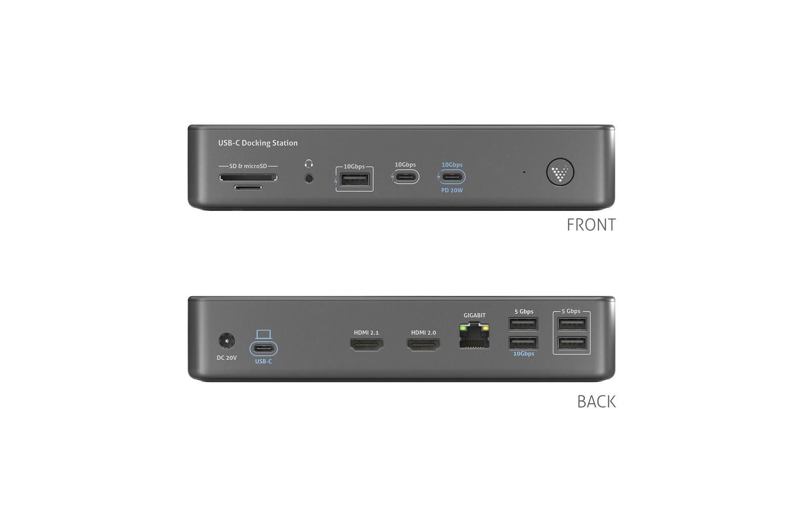 PureLink VL-D200 Dockingstation – USB4, 2× HDMI, 7× USB-A, 1× USB-C, 100 W PD, GbE, SD/microSD, 3,5 mm Audio