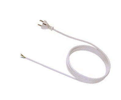 Bachmann Stromkabel H03VV-F 3G0,75 – Schuko (Typ E/F) – Offenes Ende, 3 m, 250 V/10 A, Weiss