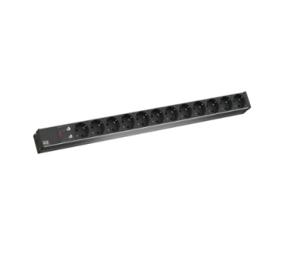 Bachmann Rack-PDU – Überspannungsschutz Typ 3, 1-ph, Vertikal 1U, 16 A 230 V, 12×Schuko (Typ E/F), 2 m