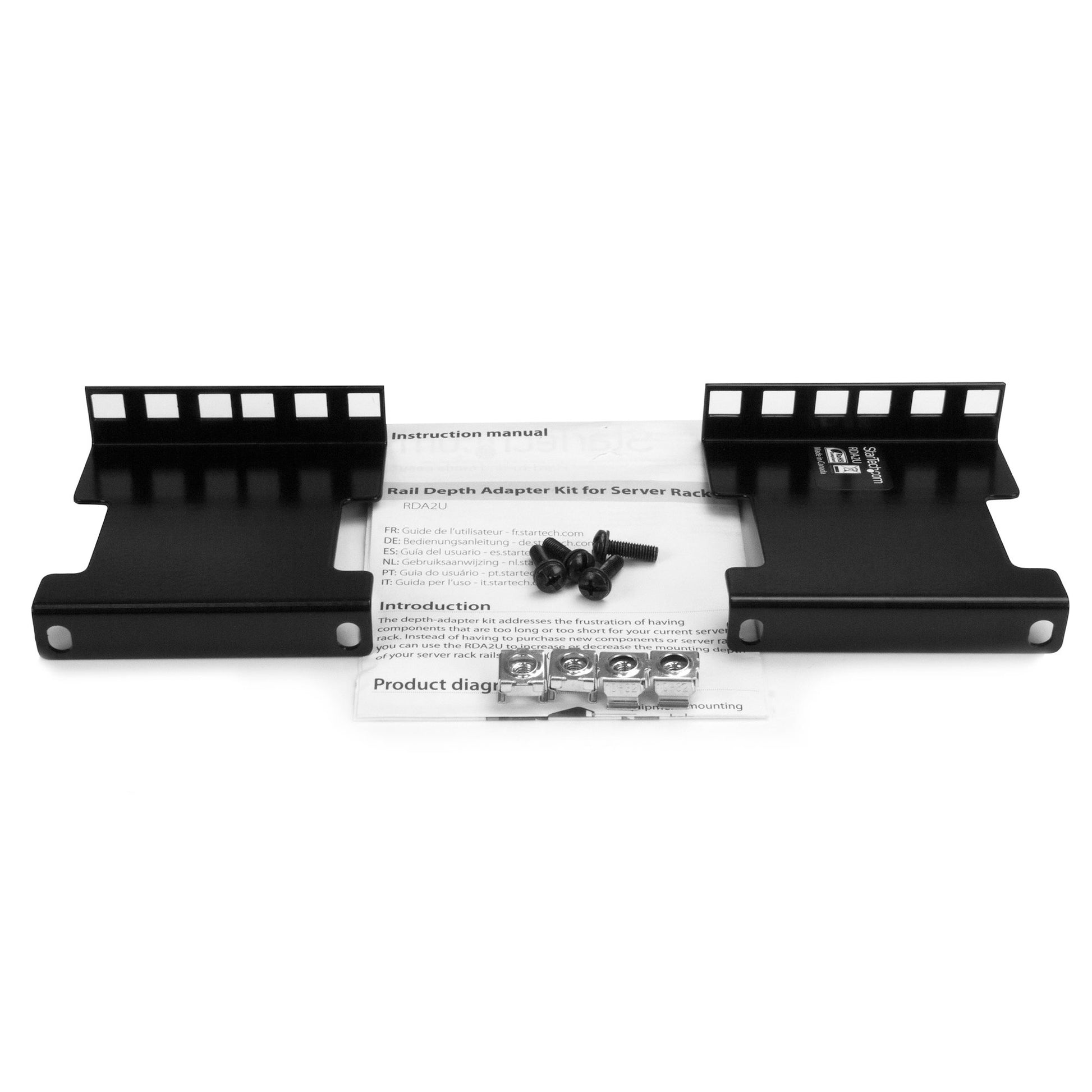 StarTech.com Rack-Tiefenadapter 19" – 2U – 90 × 113 × 25 mm – 59 kg – schwarz – 2 Stk.