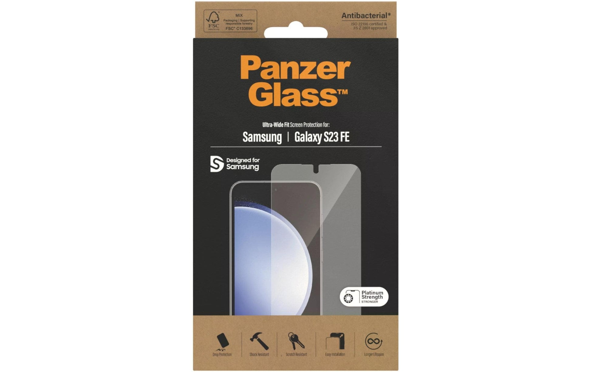 PanzerGlass Displayschutz (Panzerglas), Ultra-Wide Fit – für Galaxy S23 FE