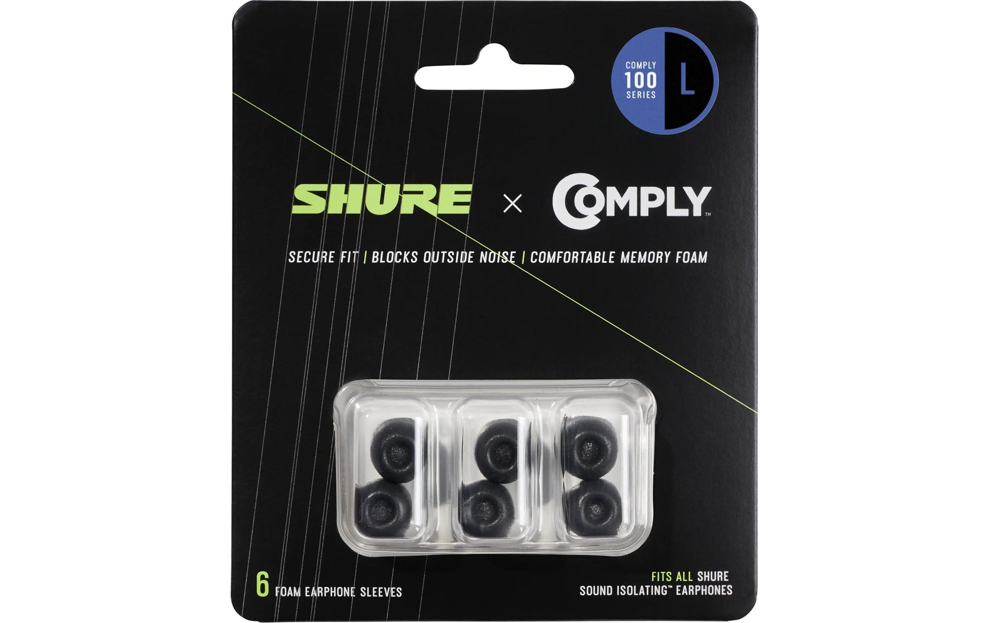 Shure EACYF1-6L – Ersatz-Ohrpolster/Refresh-Kit – für Shure SE-Series – Schaum, Grösse XS – Schwarz – 6er-Set