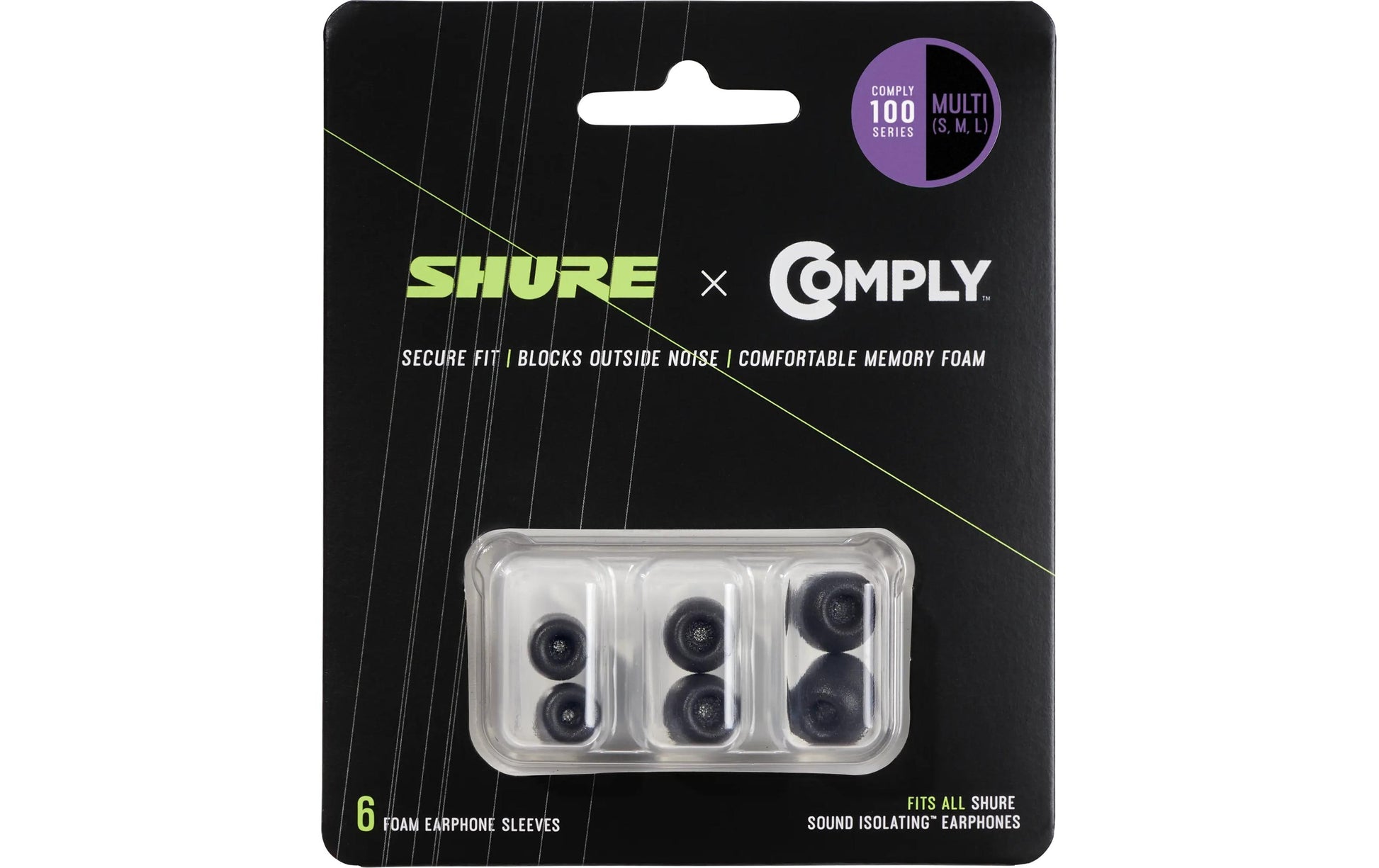 Shure EACYF1-6KIT – Ersatz-Ohrpolster/Refresh-Kit – für Shure SE-Series – Schaum, S/M/L – Schwarz – 6er-Set