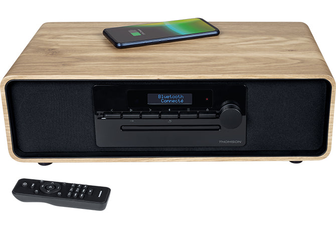 Thomson MIC300IDABBT – Micro HiFi-Anlage, DAB+/UKW, CD, Bluetooth, 60 W – Schwarz/Holz