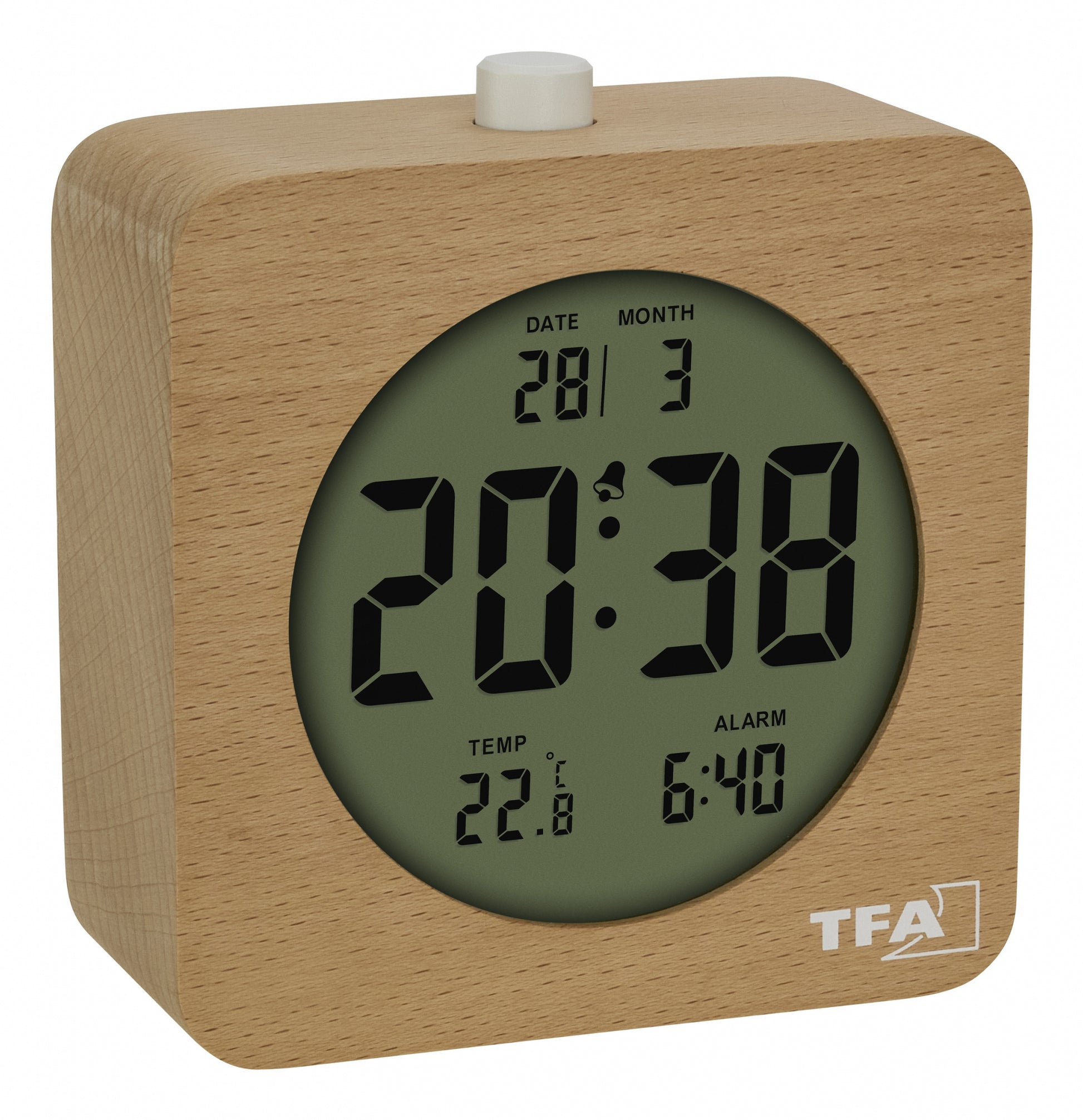 TFA-Dostmann TFA Dostmann Digitalwecker – Snooze, Thermometer, 9,7 × 10,2 × 5,0 cm, Buche, Holz