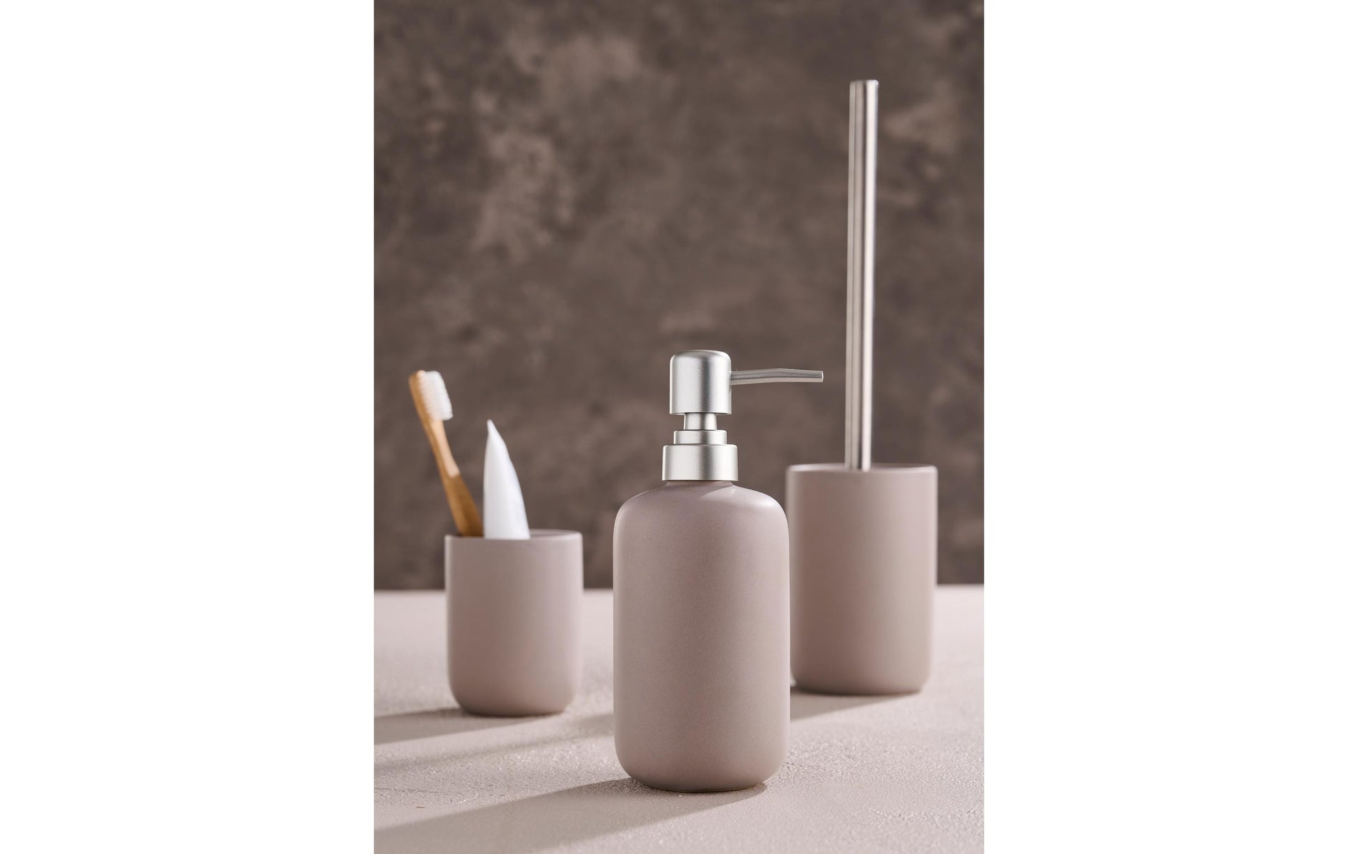 Schou Badezimmer-Set – Keramik, freistehend, Grau, 3-teiliges Set