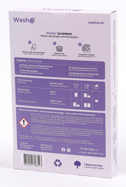 Washo Waschstreifen für Universal – Lavendel – 60 Streifen – biologisch abbaubar