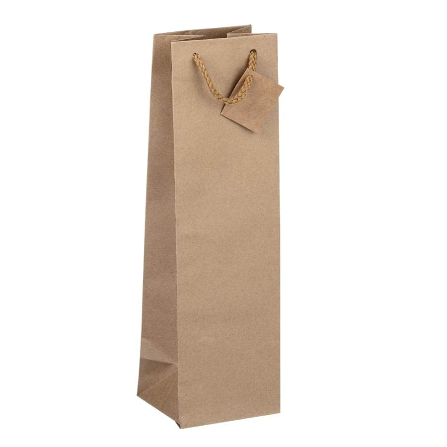 Brieger Flaschentüte Braun – 114 × 440 × 120 mm – 175 g/m² – ohne Fenster – für 1 Flasche Magnum – 1 Stk.